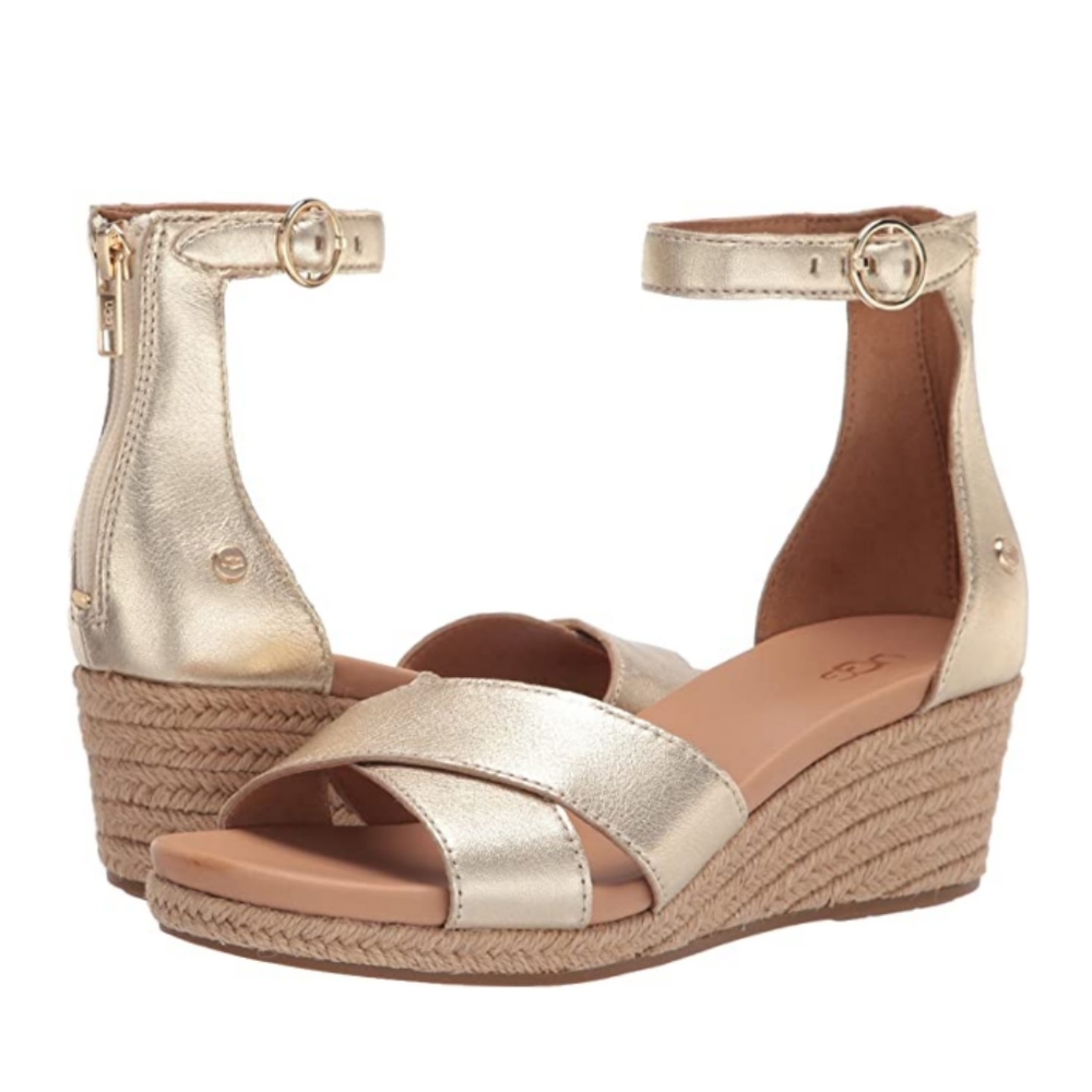 UGG Eugenia gold wedge sandals size 9